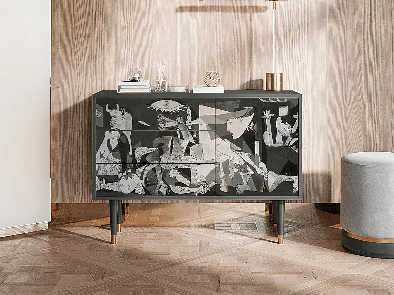 Kredens - 115х84х41 cm - S3 - Guernica by Picasso, Antracyt