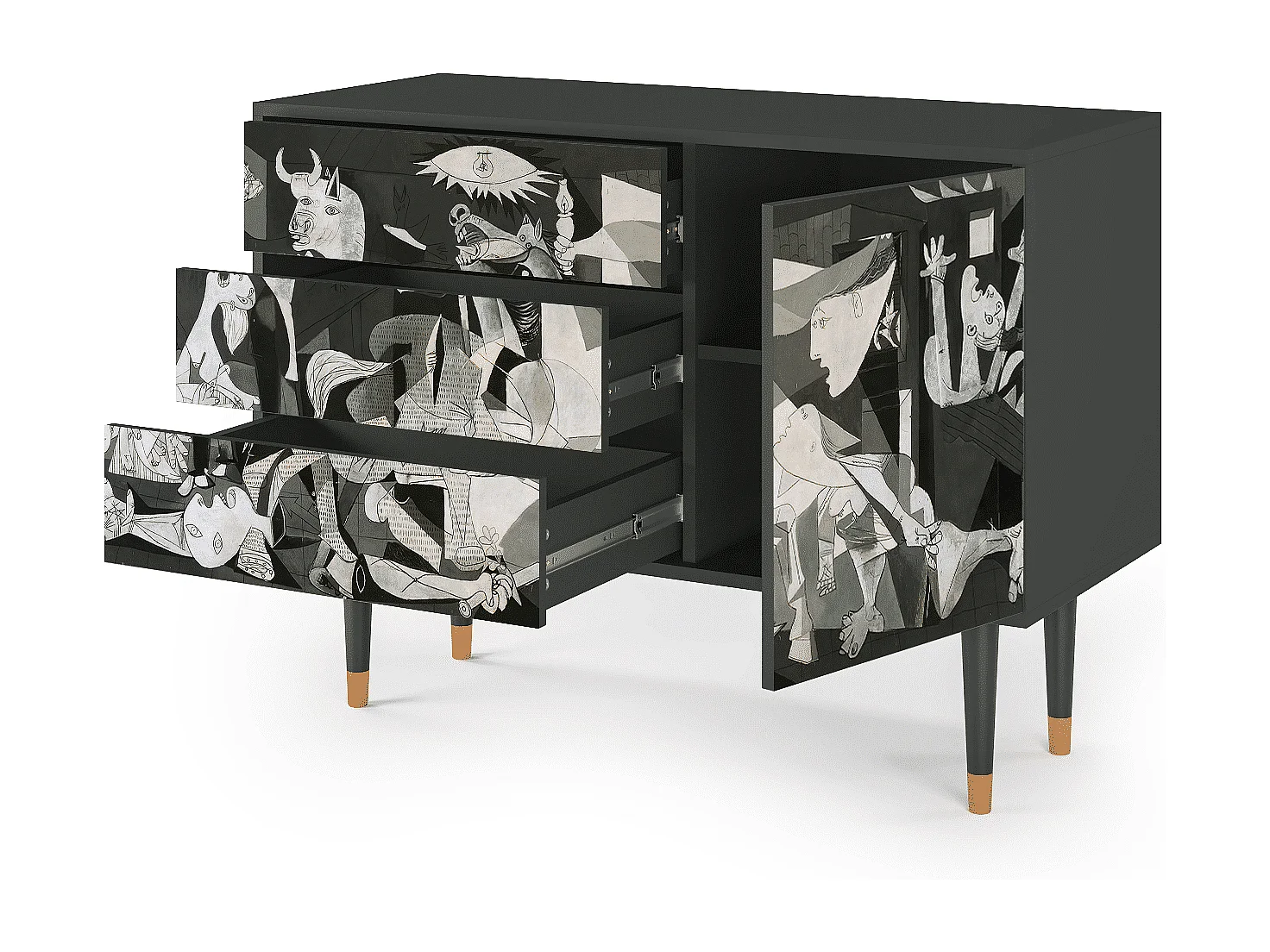 Kredens - 115х84х41 cm - S3 - Guernica by Picasso, Antracyt