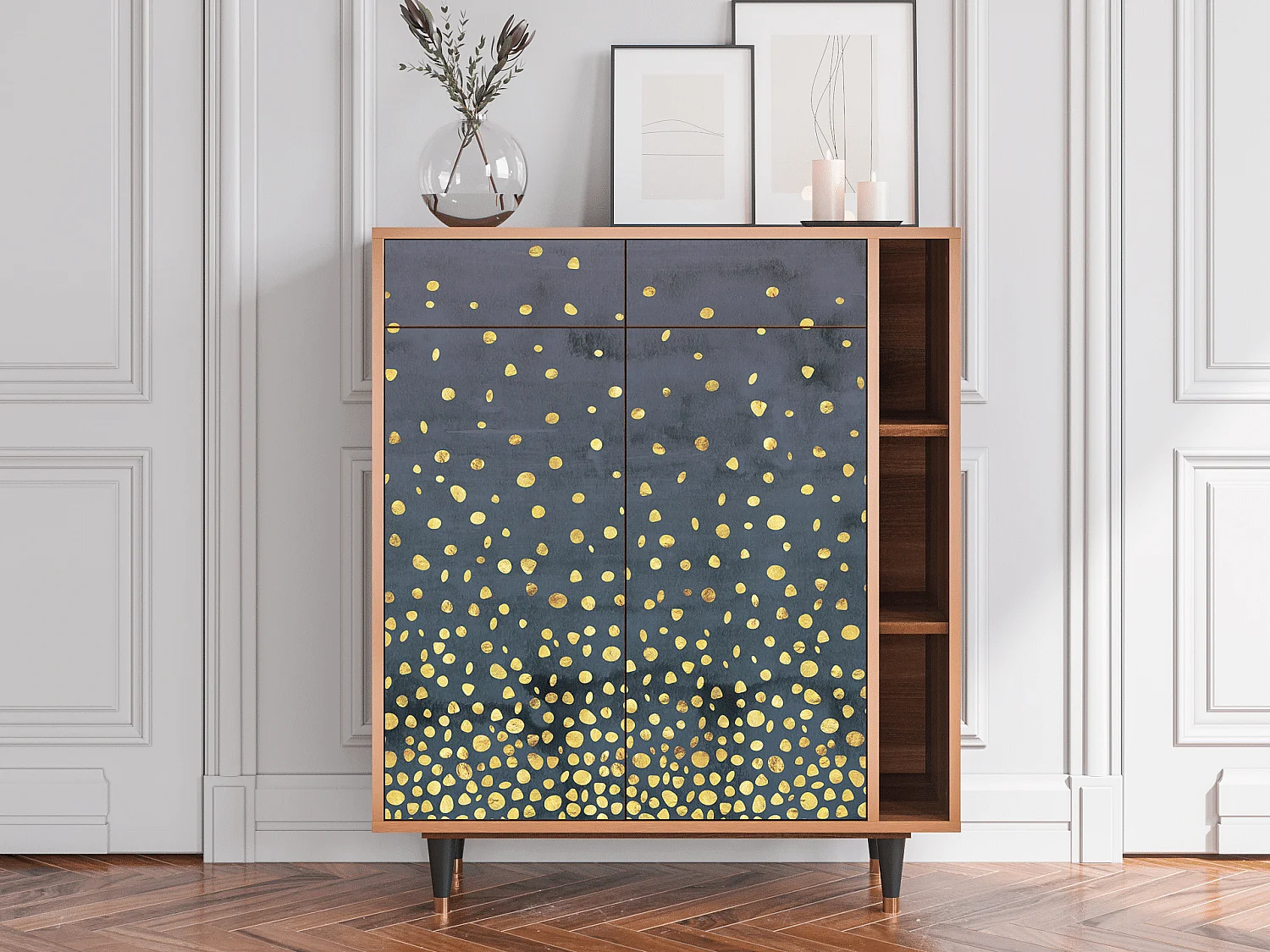 Kredens - 96х110х41 cm - BS6 - Foggy Lights, Orzech