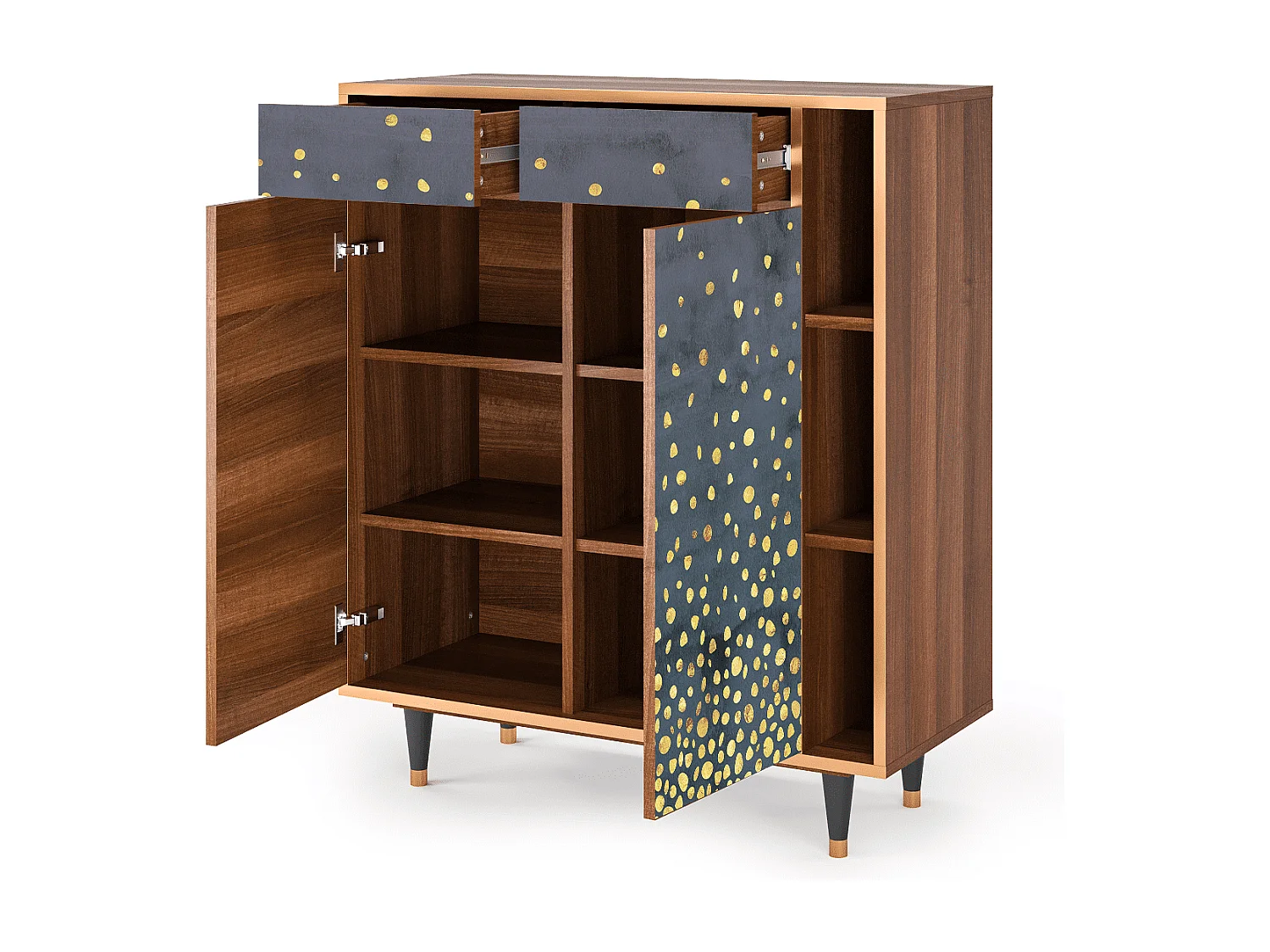 Kredens - 96х110х41 cm - BS6 - Foggy Lights, Orzech