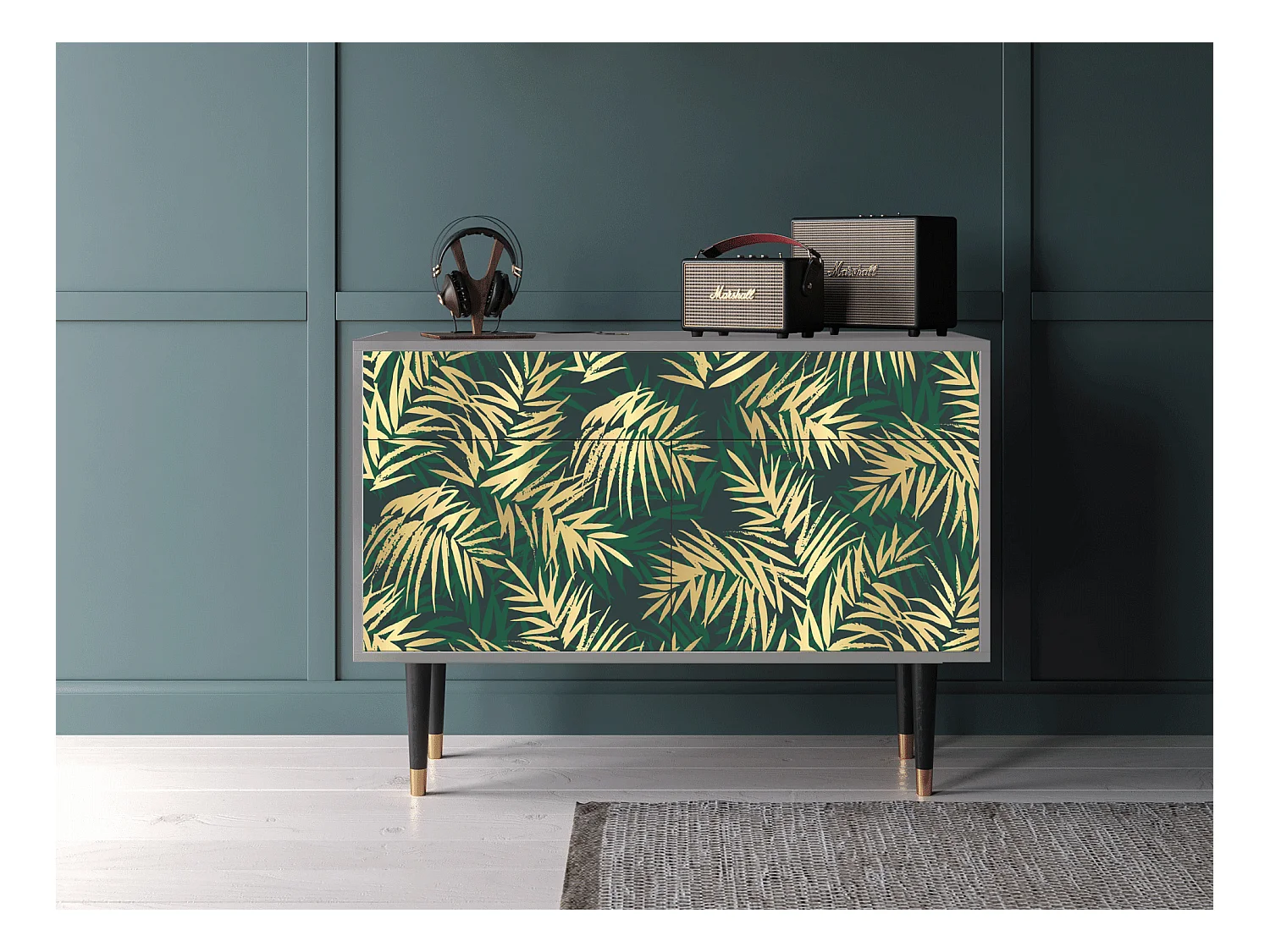 Buffet - 115x85x48 cm - BS4 - Sunny Palm Tree, Gris