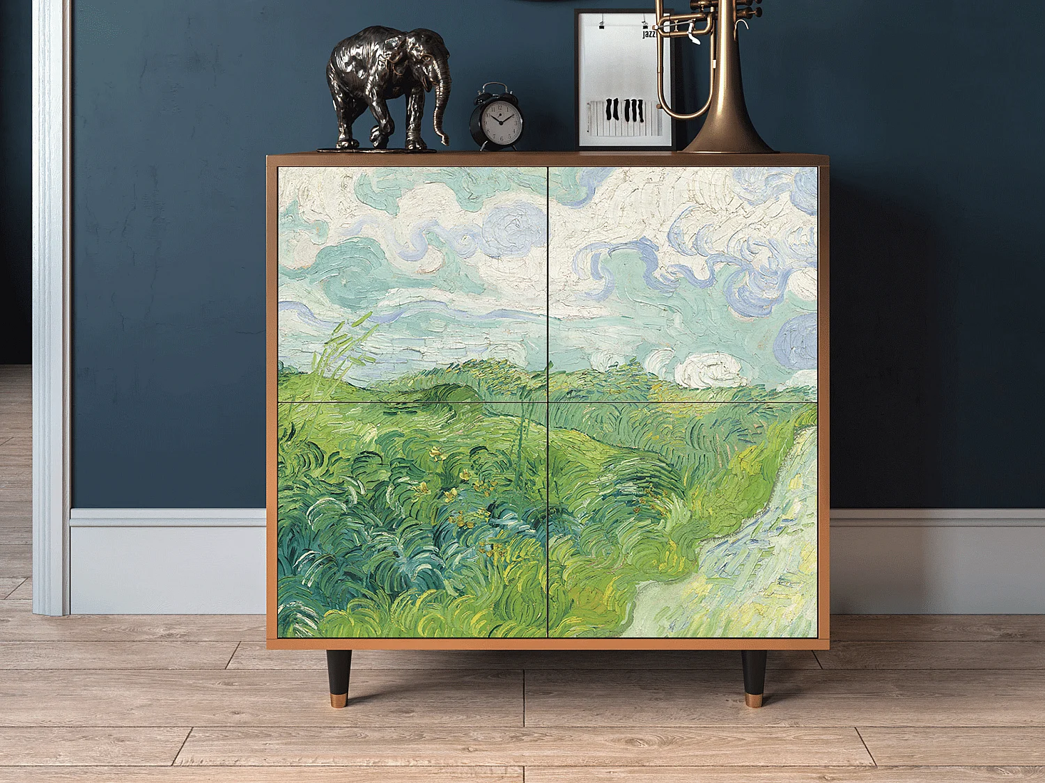 Credenza - 94x96x48 cm - BS3 - Green Wheat Fields, Noce