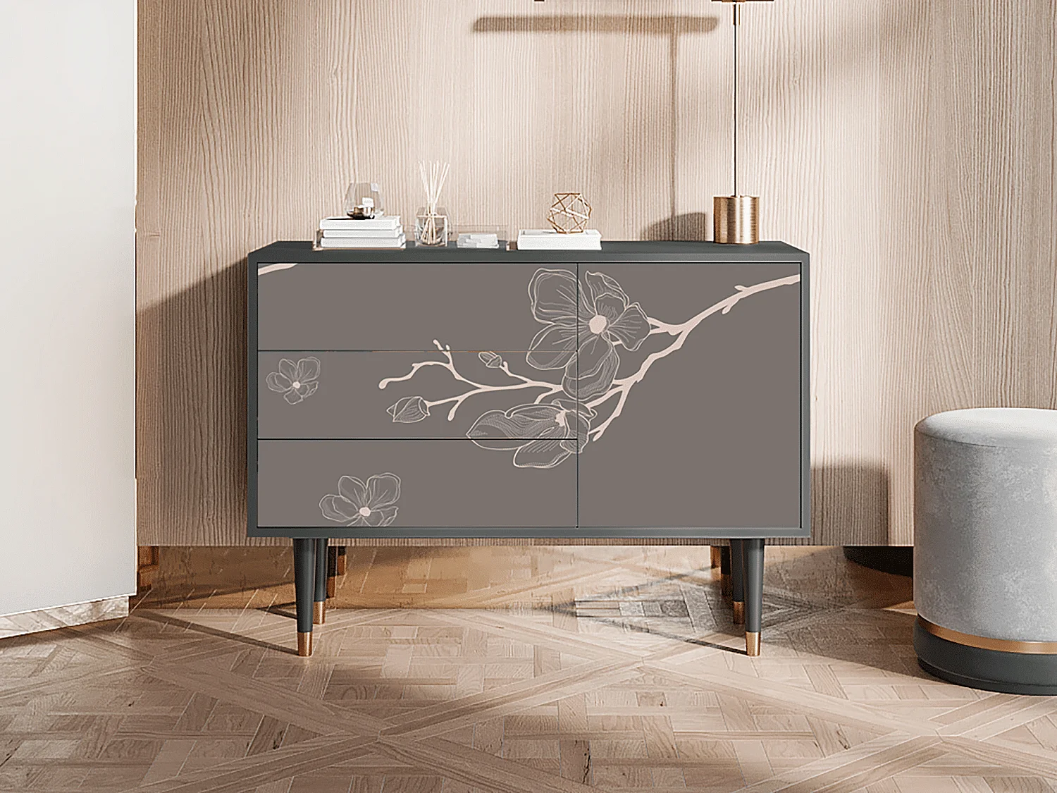 Sideboard - 115х84х41 cm - S3 - Cherry Blossom, Anthrazit