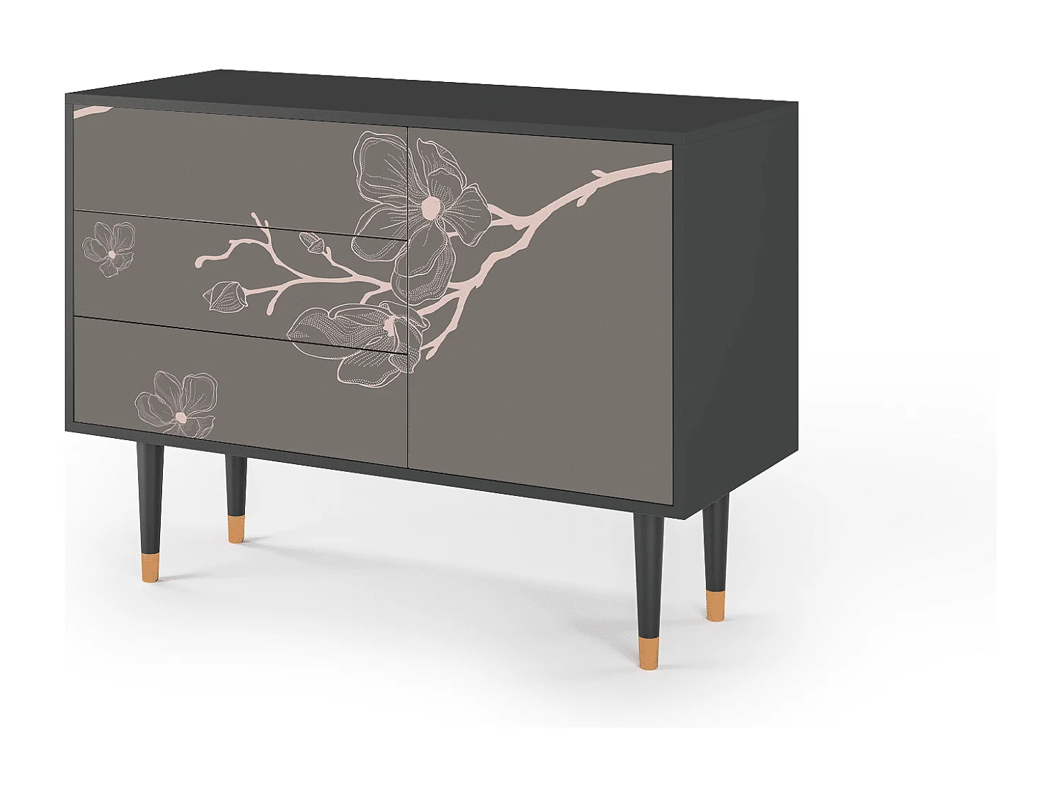 Kredens - 115х84х41 cm - S3 - Cherry Blossom, Antracyt