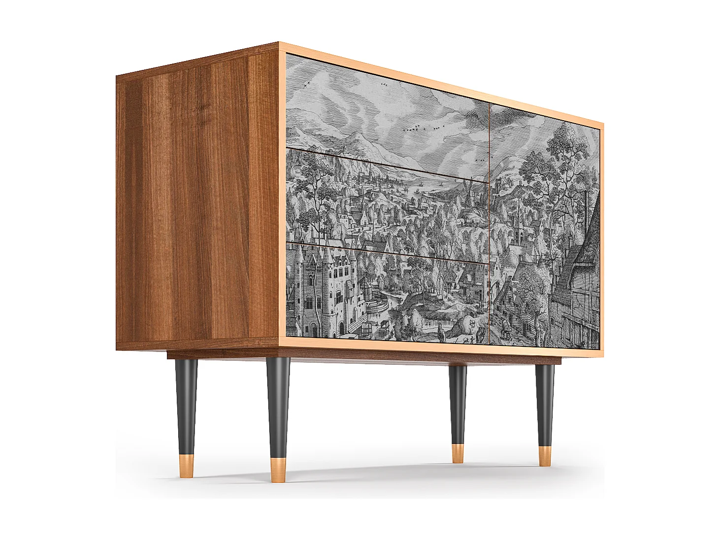 Credenza - 115х84х41 cm - S3 - Bird Dropping, Noce