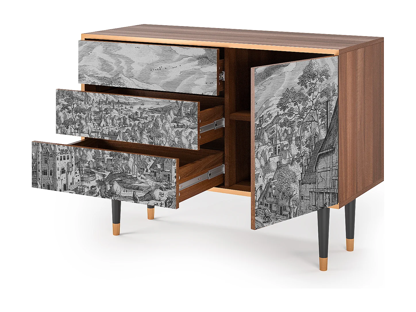 Credenza - 115х84х41 cm - S3 - Bird Dropping, Noce