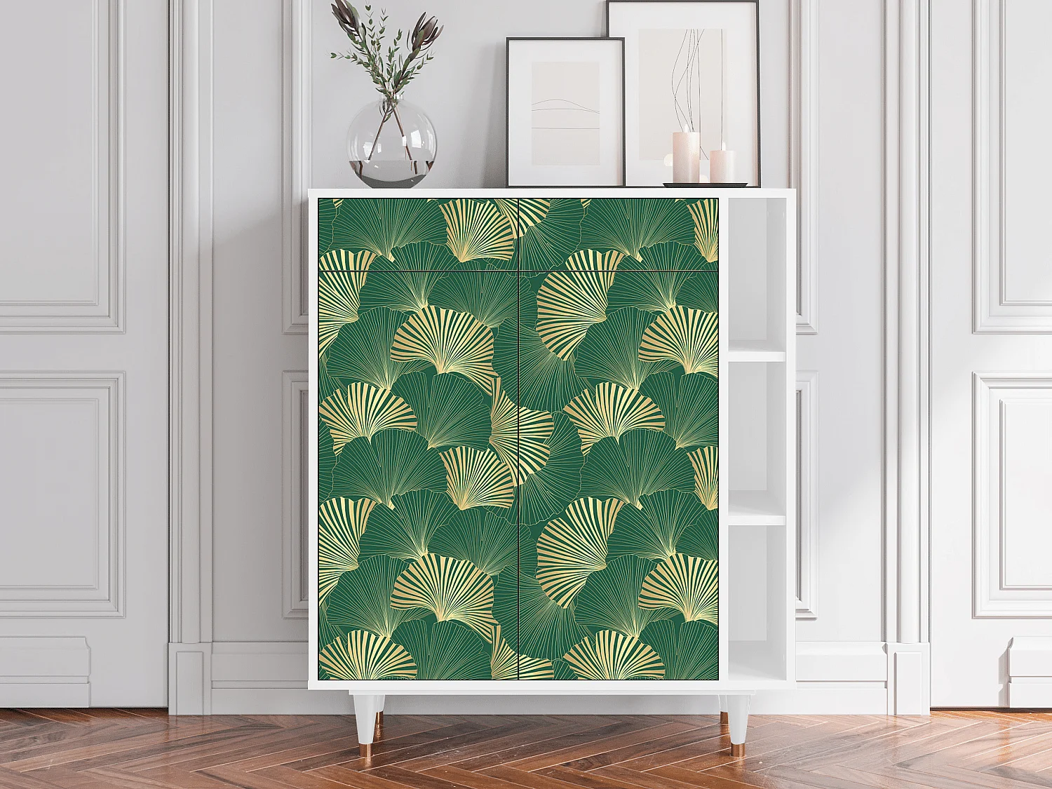 Sideboard - 96х110х41 cm - BS6 - Gold Ginkgo, Weiß
