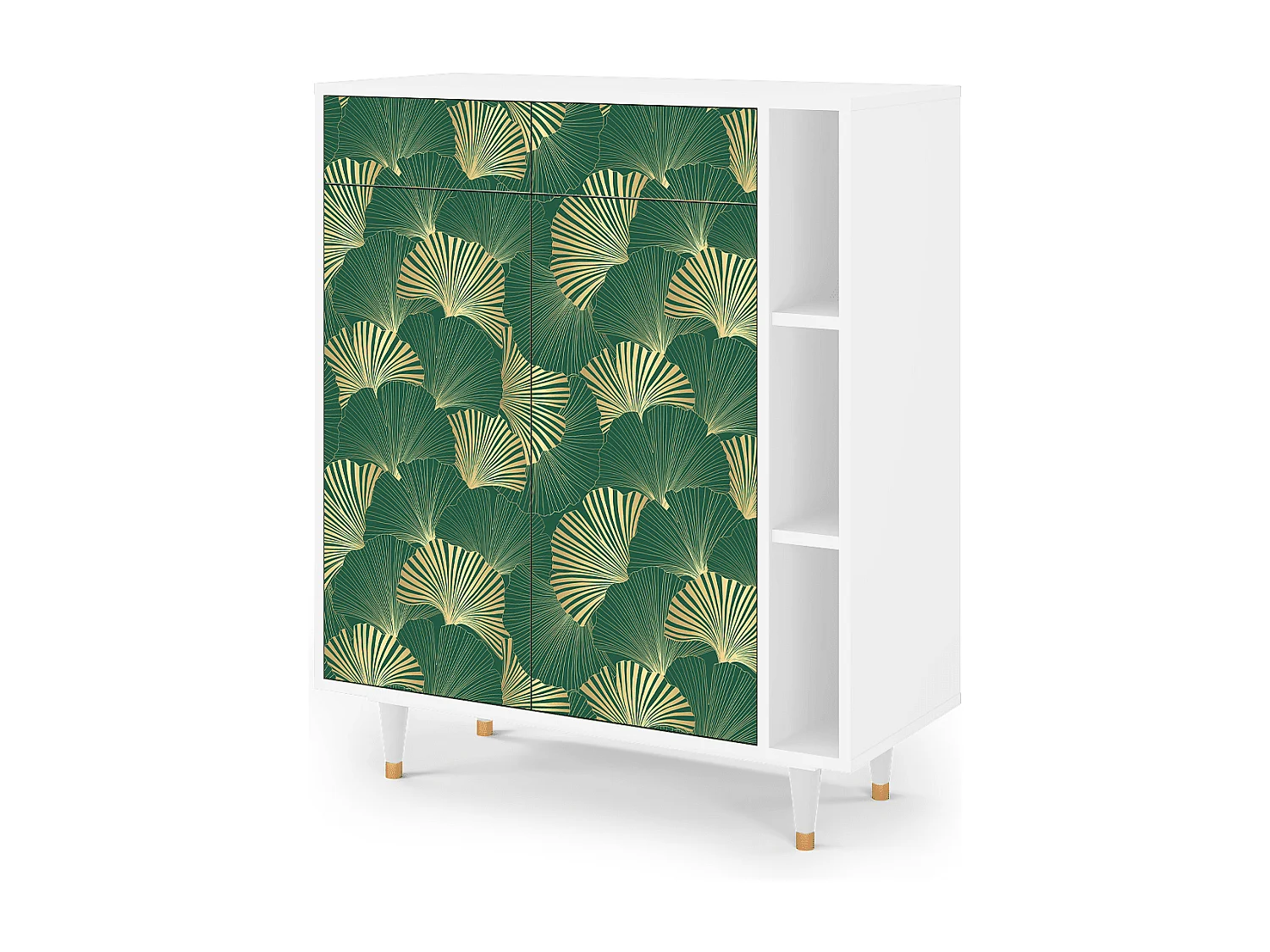 Kredens - 96х110х41 cm - BS6 - Gold Ginkgo, Biały