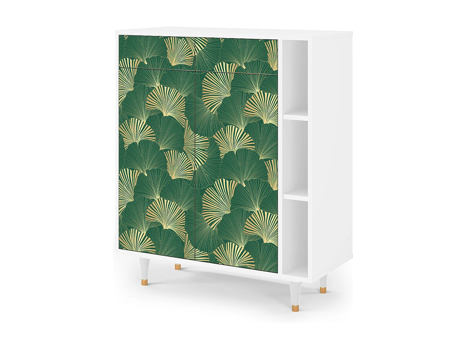 Kredens - 96х110х41 cm - BS6 - Gold Ginkgo, Biały