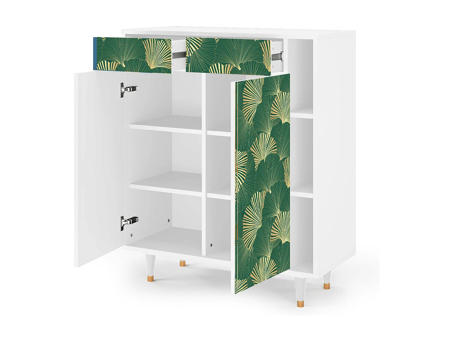 Kredens - 96х110х41 cm - BS6 - Gold Ginkgo, Biały