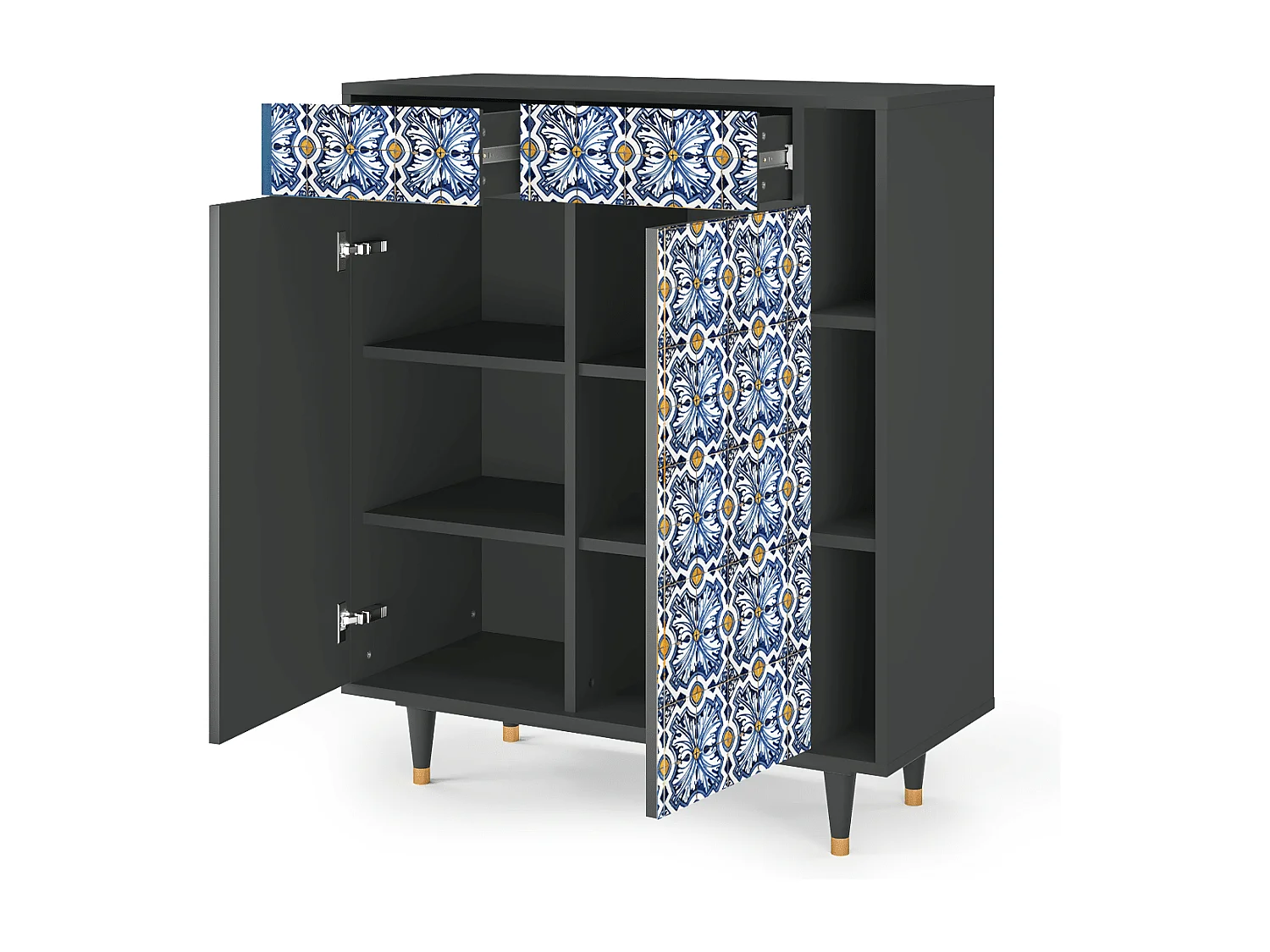 Buffet - 96х110х41 cm - BS6 - Lovely Cornflowers, Anthracite