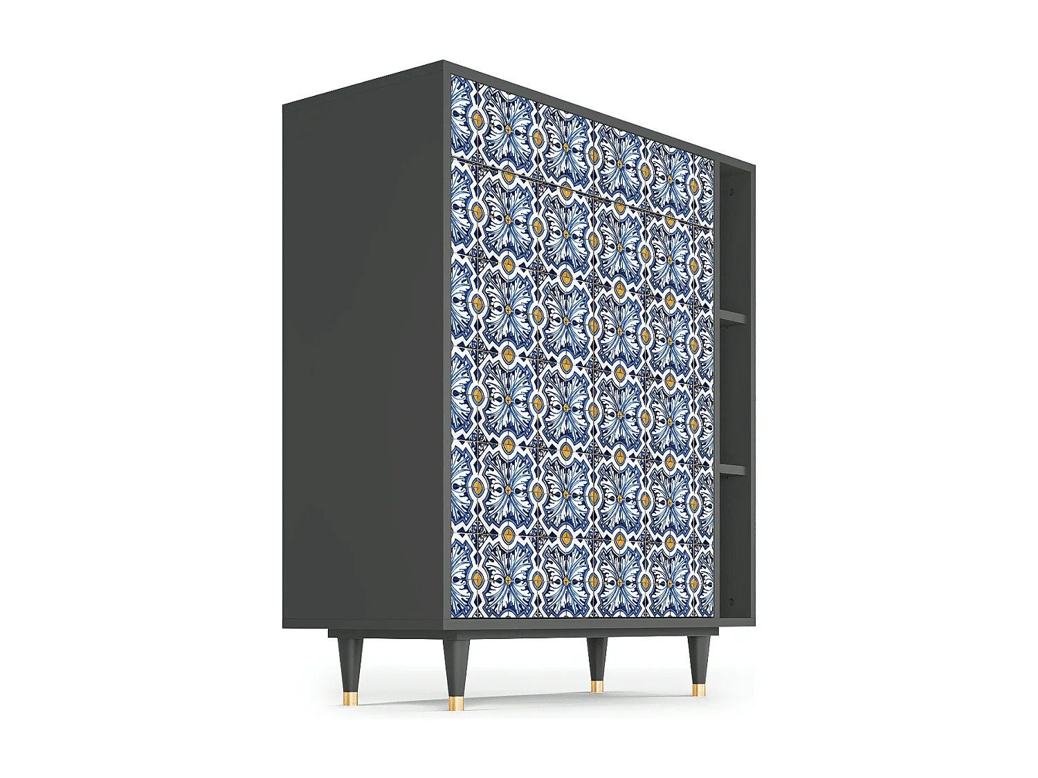 Kredens - 96х110х41 cm - BS6 - Lovely Cornflowers, Antracyt