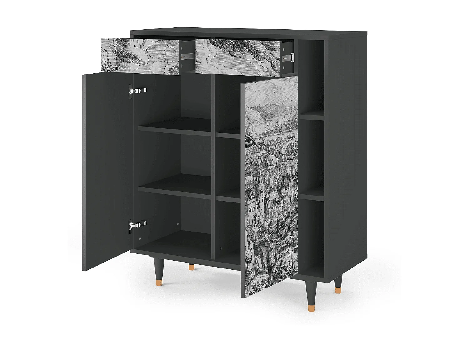 Kredens - 96х110х41 cm - BS6 - Departure, Antracyt