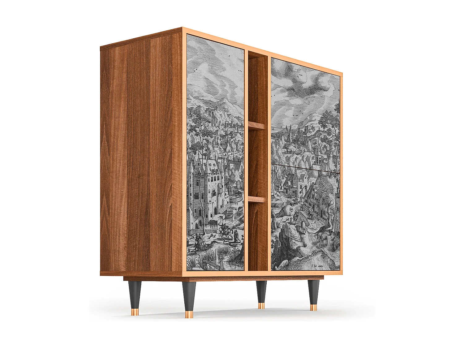 Credenza - 94х96х41 cm - BS5 - Bird Dropping, Noce