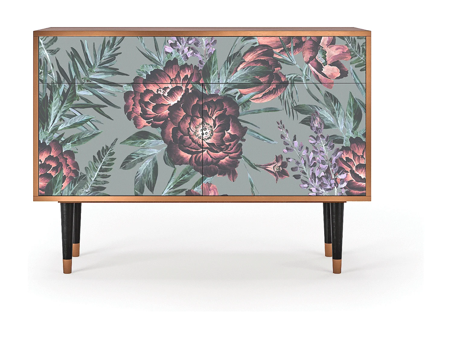 Buffet - 115x85x48 cm - BS4 - Light Peonies, Noyer