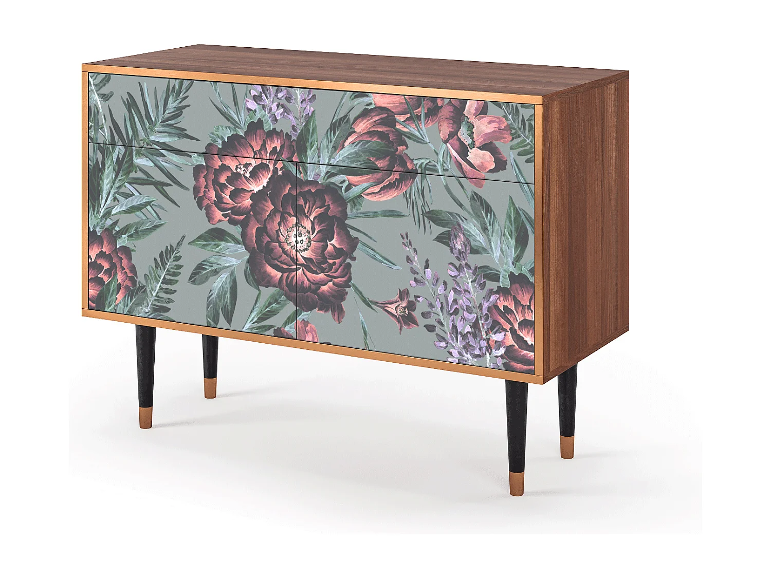 Buffet - 115x85x48 cm - BS4 - Light Peonies, Noyer