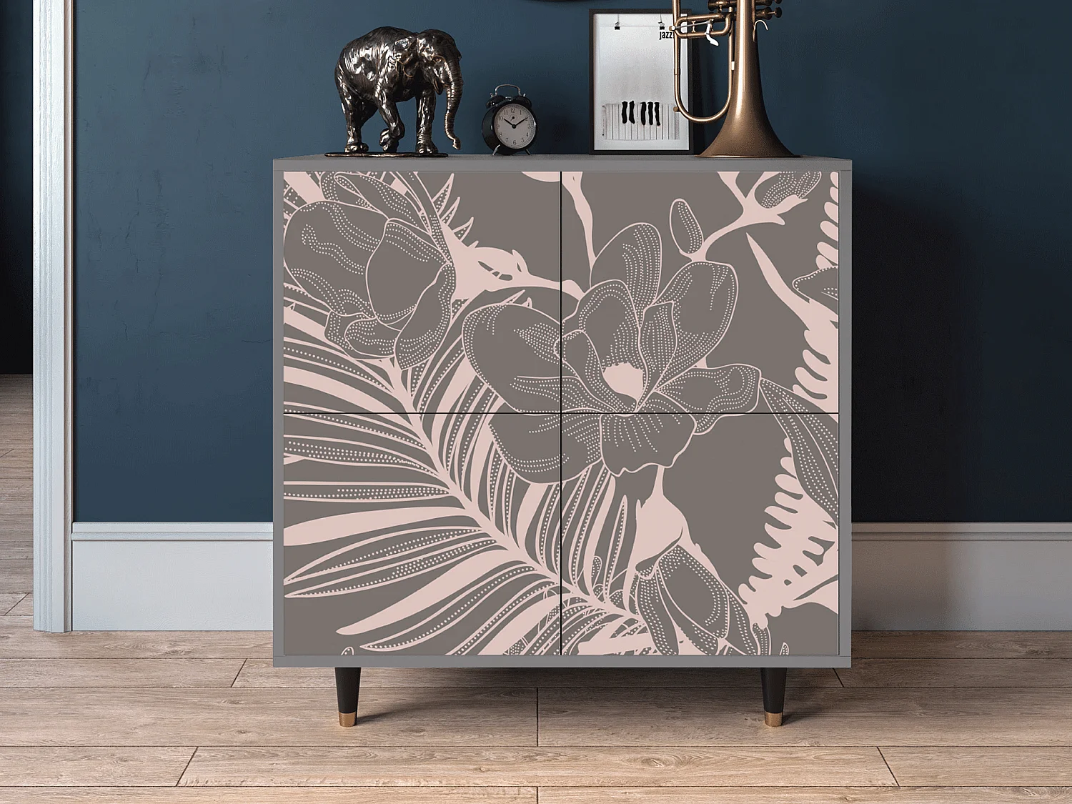 Buffet - 94x96x48 cm - BS3 - Issabelline Flower, Gris