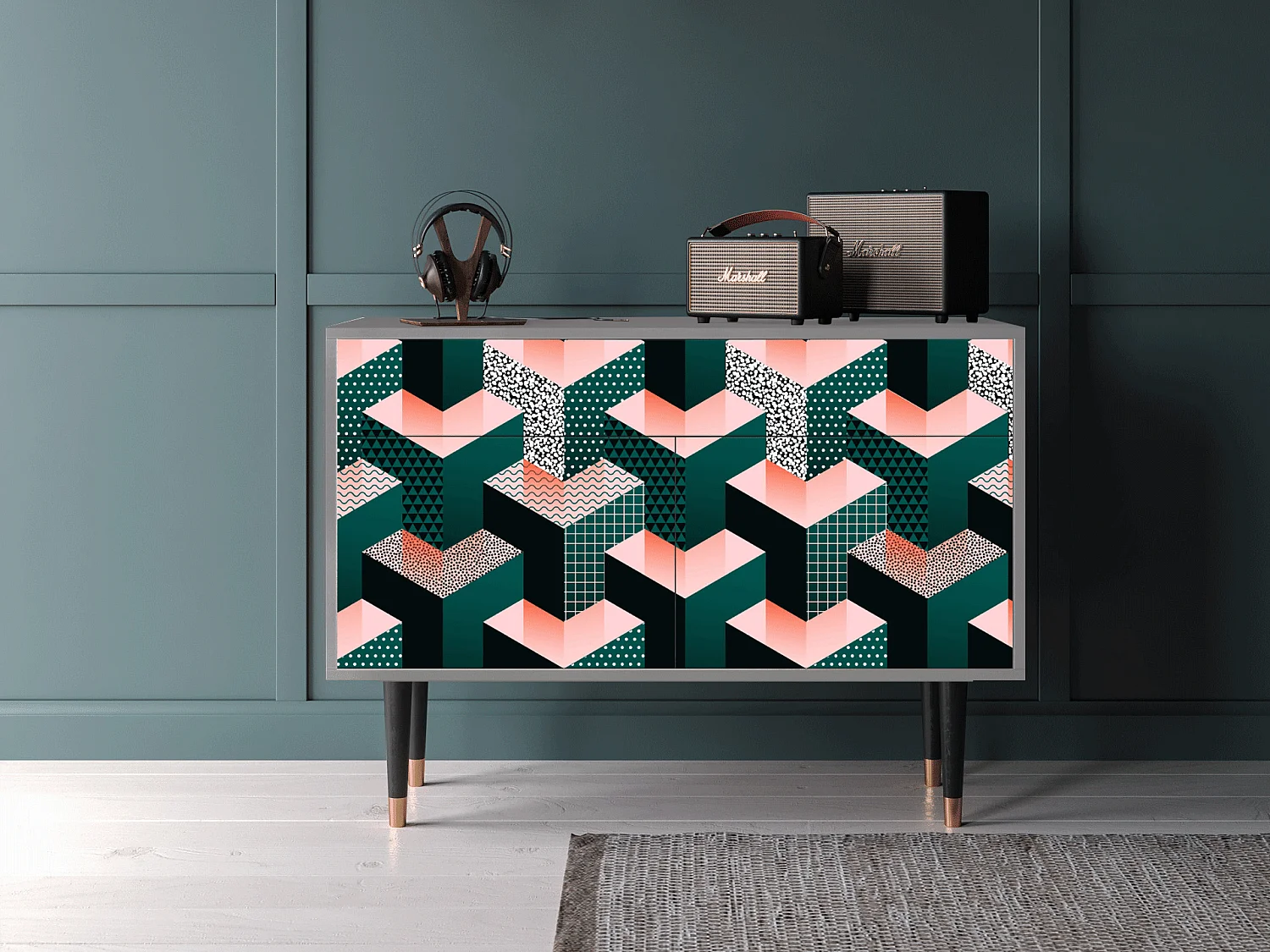 Sideboard - 115x85x48 cm - BS4 - Geometric Madness, Grau