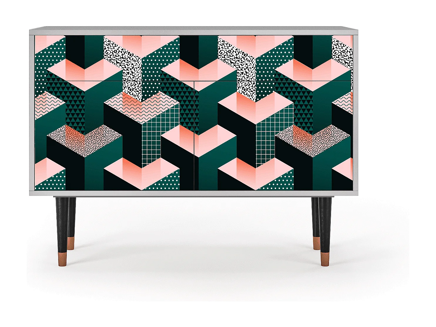 Kredens - 115x85x48 cm - BS4 - Geometric Madness, Szary