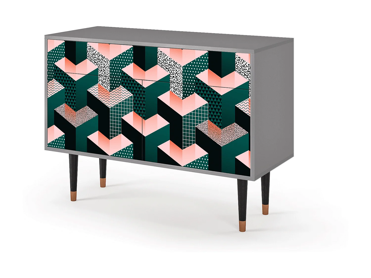 Kredens - 115x85x48 cm - BS4 - Geometric Madness, Szary