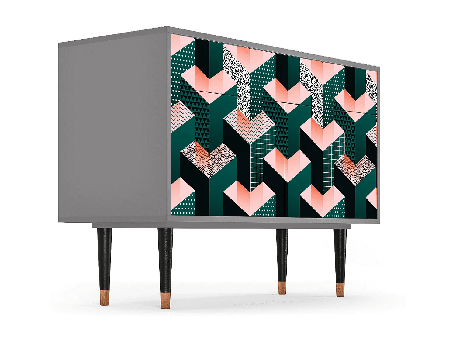 Credenza - 115x85x48 cm - BS4 - Geometric Madness, Grigio