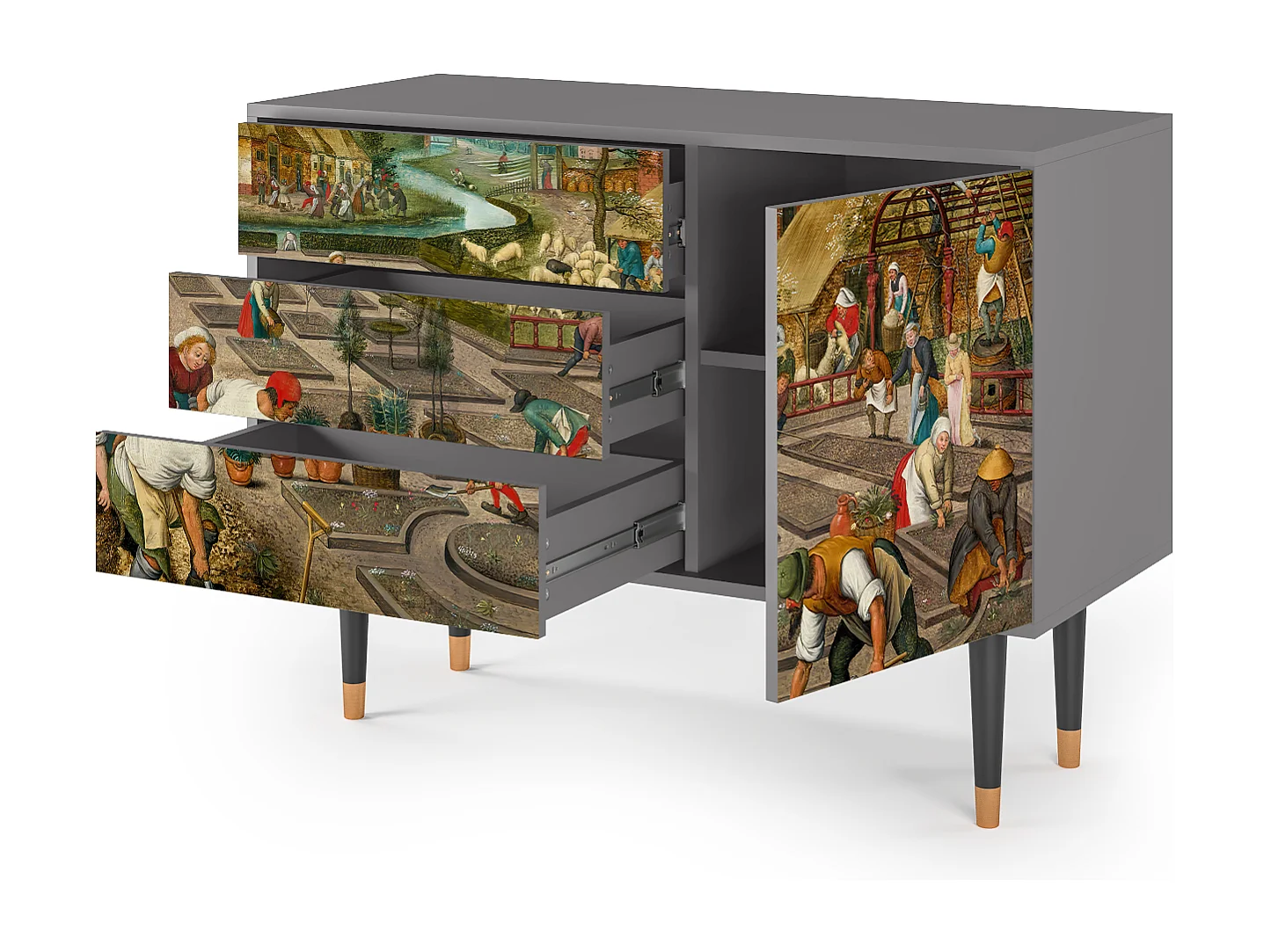 Kredens - 115х84х41 cm - S3 - The Younger - Spring, Szary