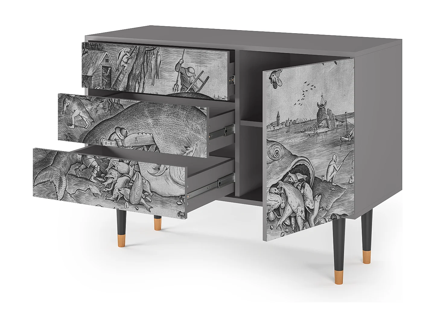 Buffet - 115х84х41 cm - S3 - Big Fish Eat Little, Gris