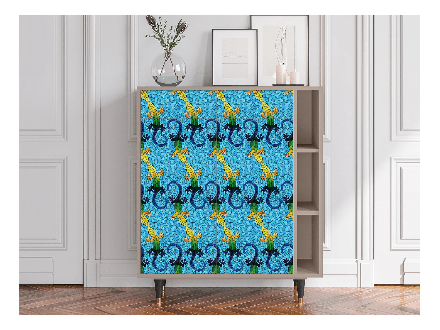 Kredens - 96х110х41 cm - BS6 - Gaudi's Lizard, Latte