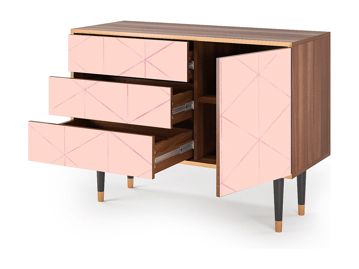 Buffet - 115х84х41 cm - S3 - Rose Quartz, Noyer