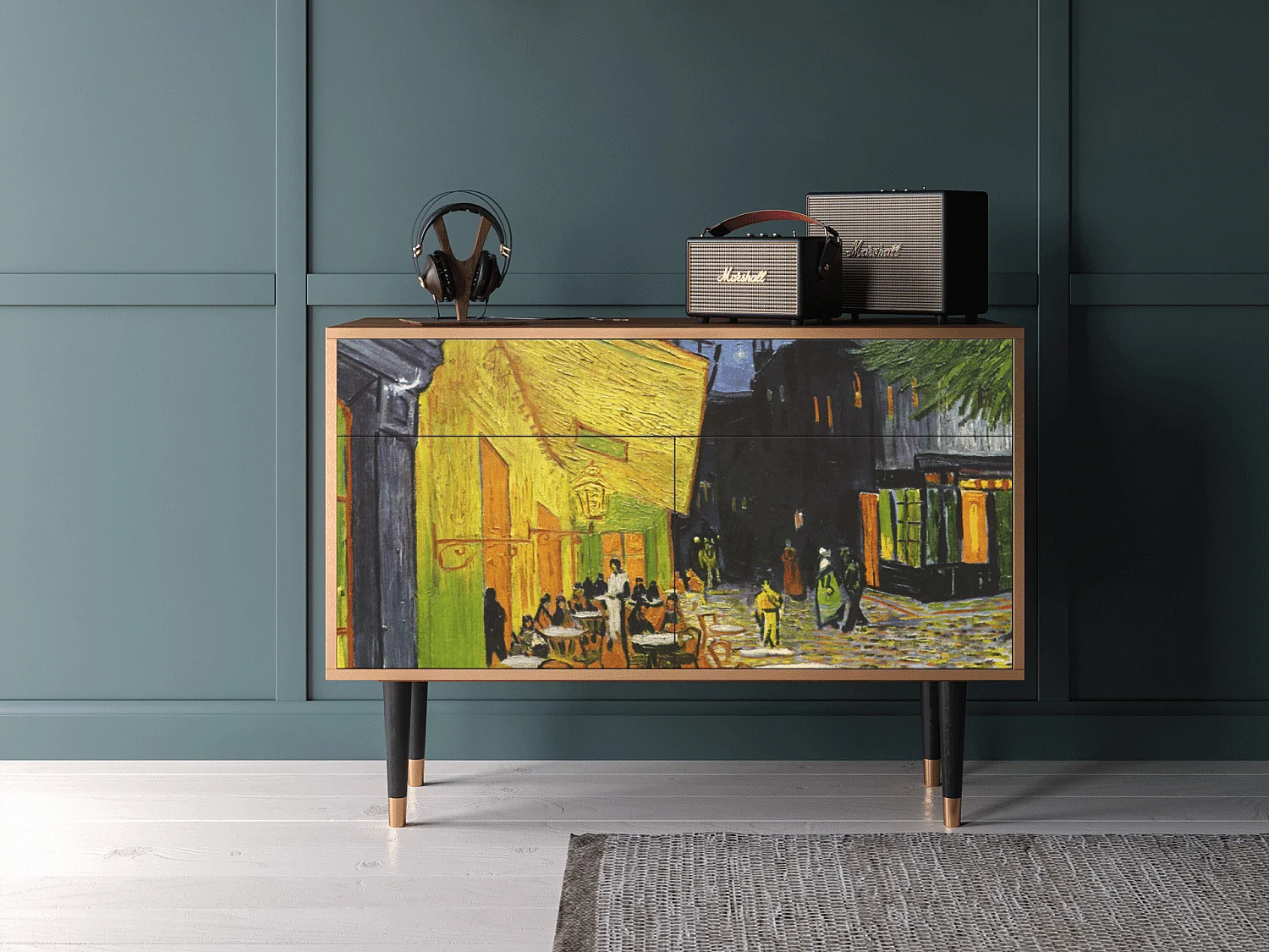 Kredens - 115x85x48 cm - BS4 - Café Terrace at Night, Orzech