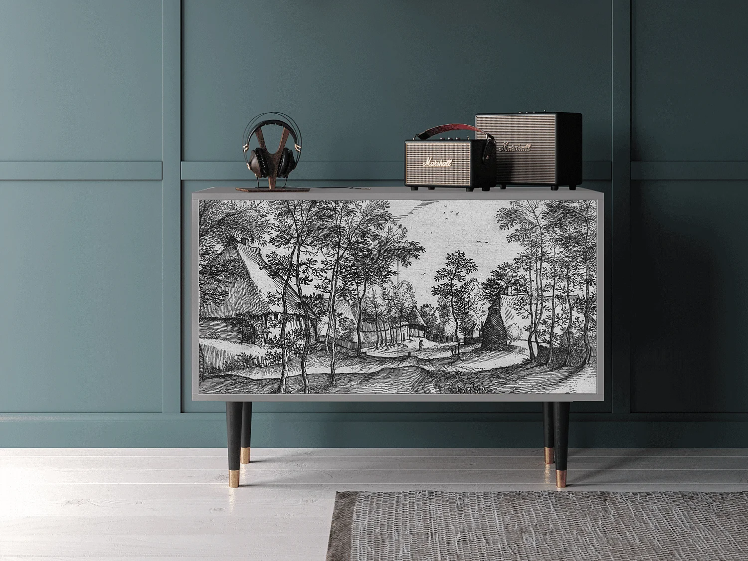 Credenza - 115x85x48 cm - BS4 - Village Road, Grigio