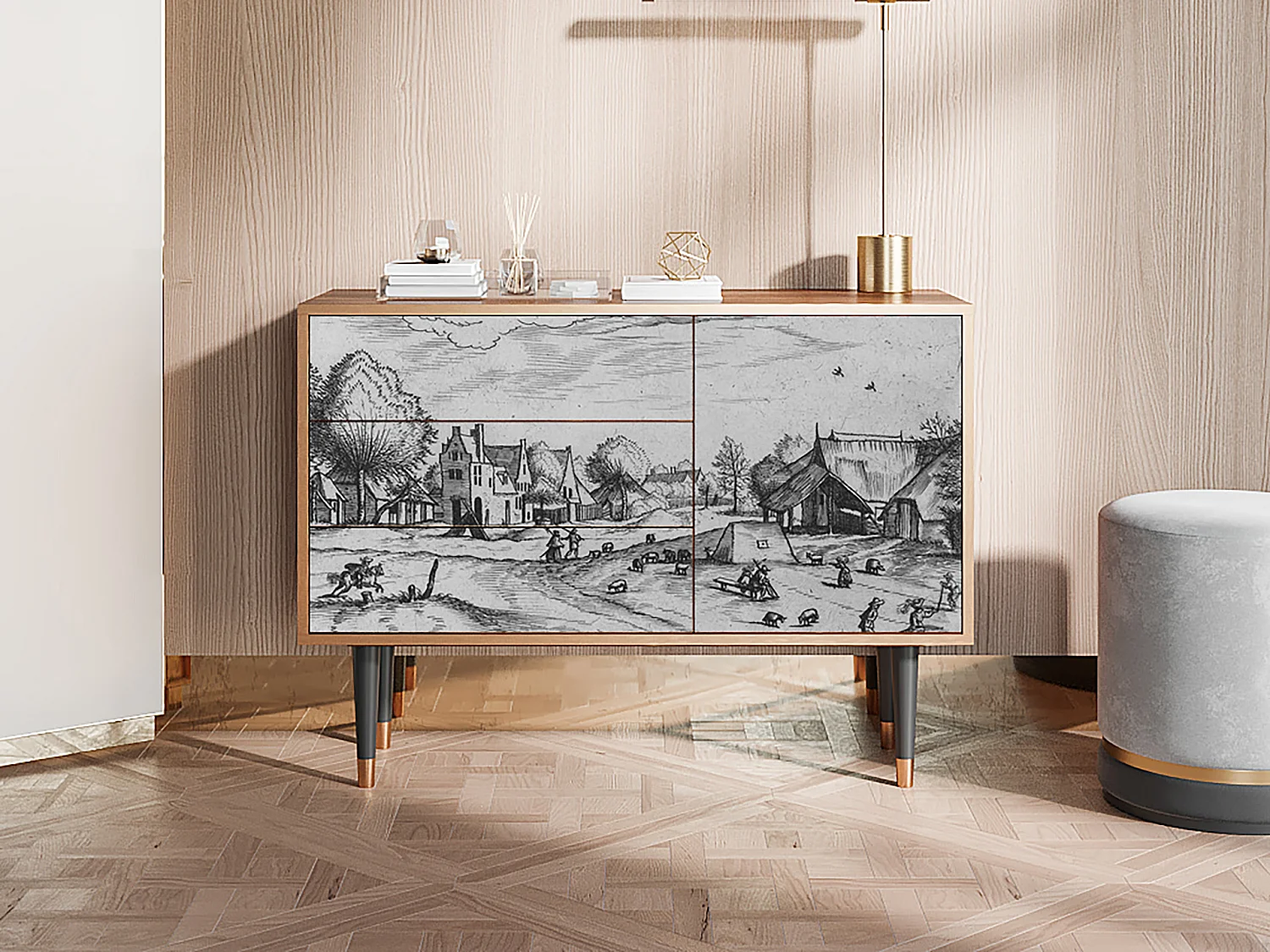 Kredens - 115х84х41 cm - S3 - Country Village, Orzech