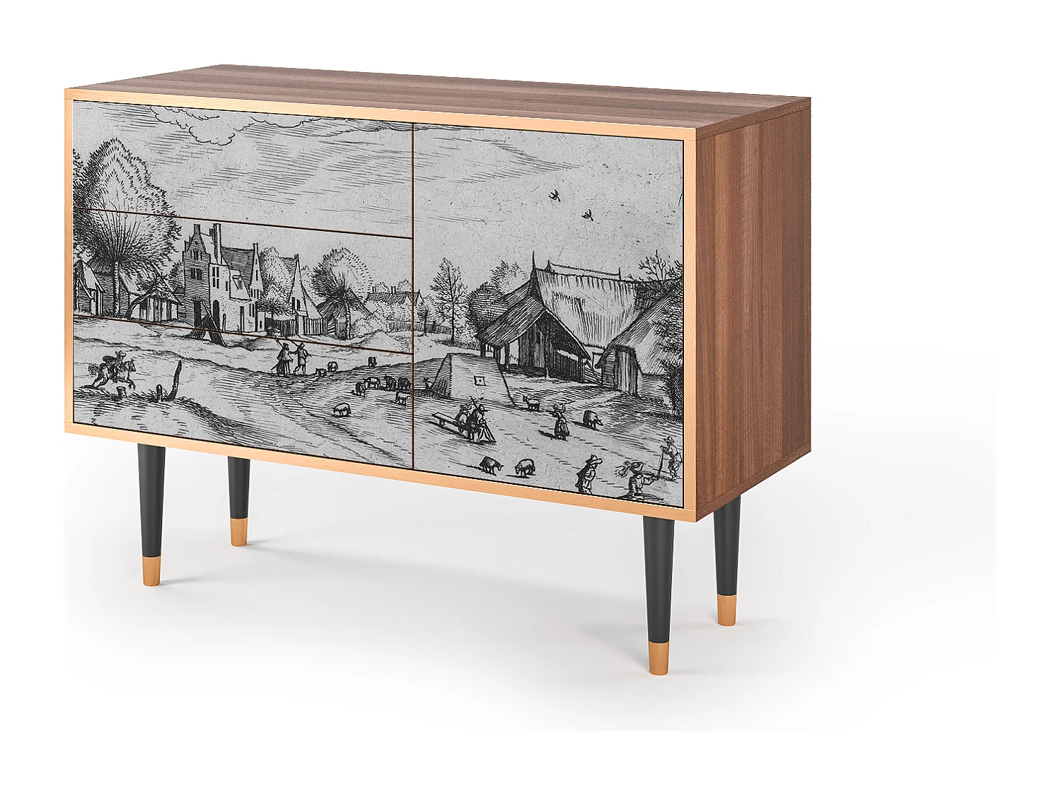 Kredens - 115х84х41 cm - S3 - Country Village, Orzech