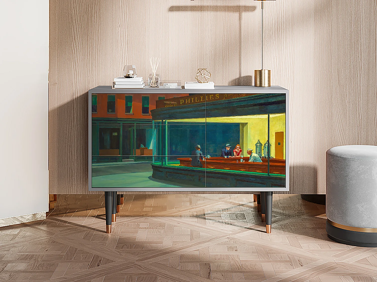 Dressoir - 115х84х41 cm - S3 - Nighthawks by Hopper, Grijs