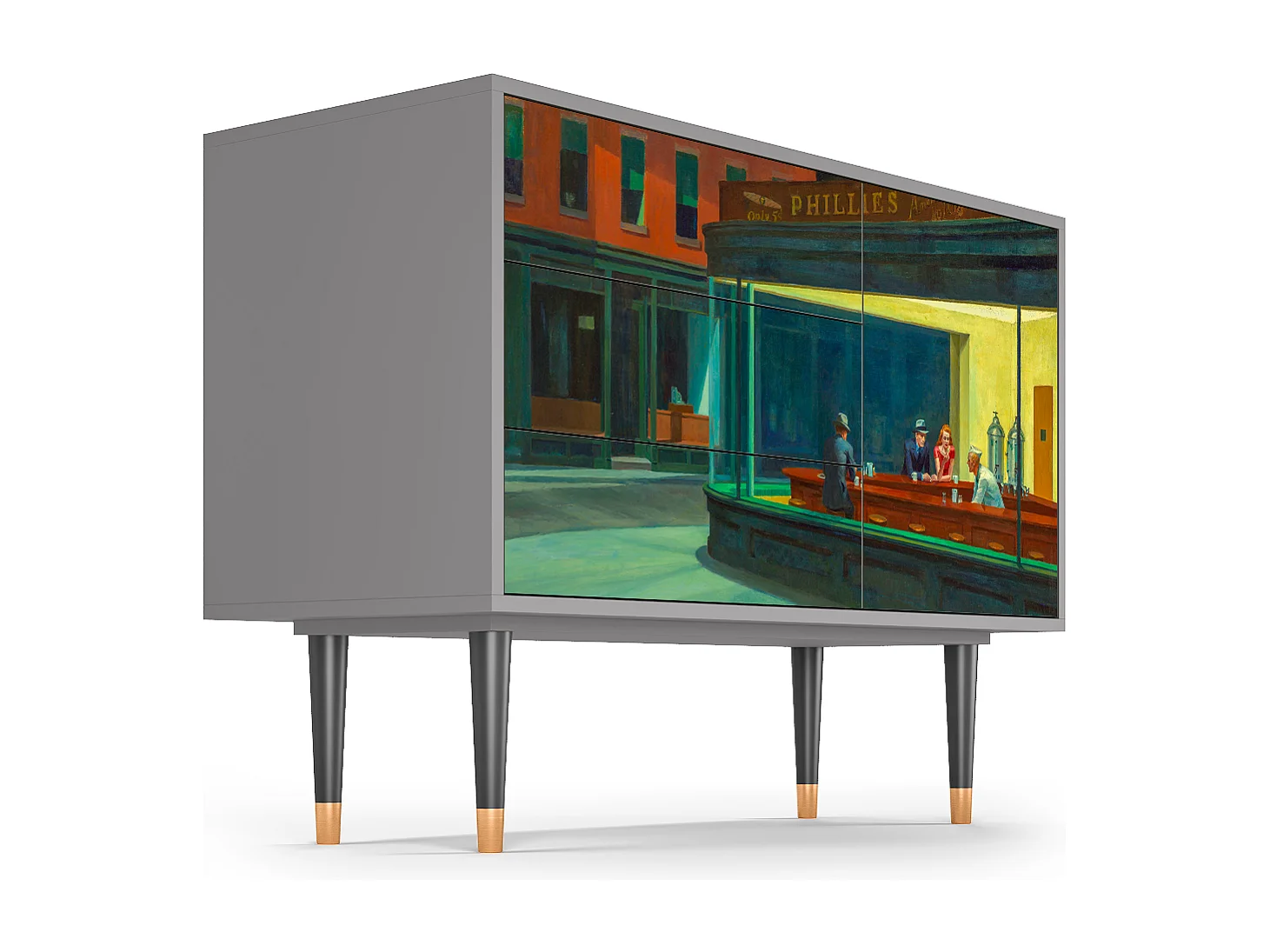 Dressoir - 115х84х41 cm - S3 - Nighthawks by Hopper, Grijs