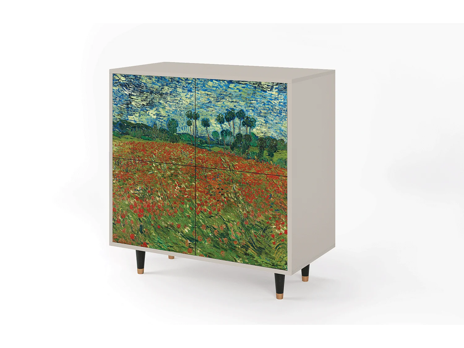 Kredens - 94x96x48 cm - BS3 - Poppy field by van Gogh, Piaskowy