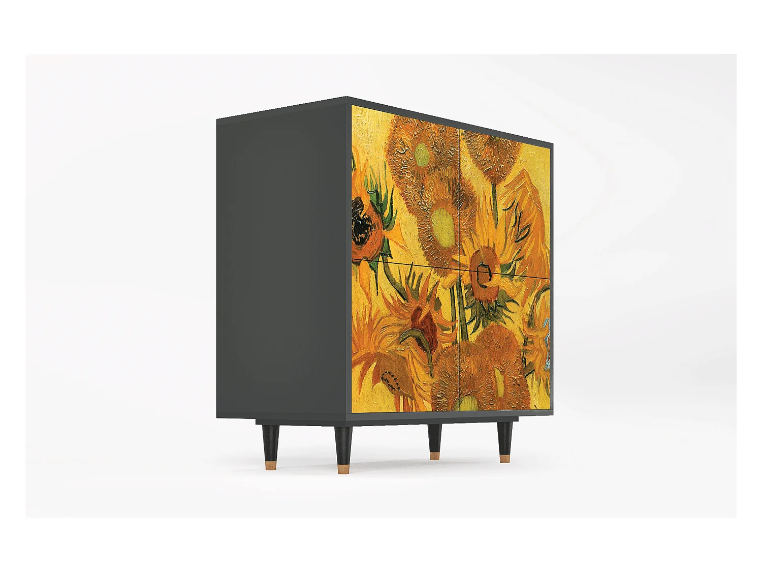 Kredens - 94x96x48 cm - BS3 - Sunflowers, Antracyt