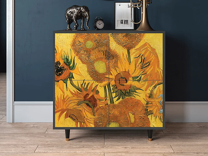 Kredens - 94x96x48 cm - BS3 - Sunflowers, Antracyt