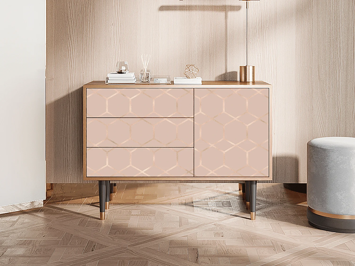Credenza - 115х84х41 cm - S3 - Rose Honeycomb, Noce