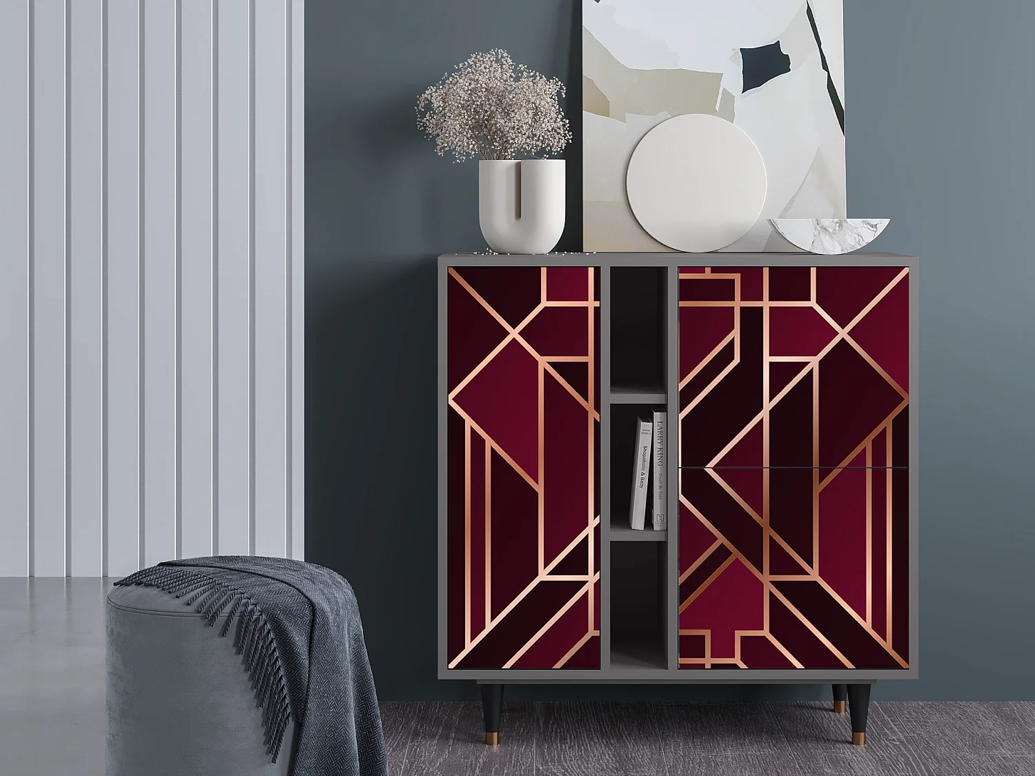 Kredens - 94х96х41 cm - BS5 - Burgundy Jewelery, Szary