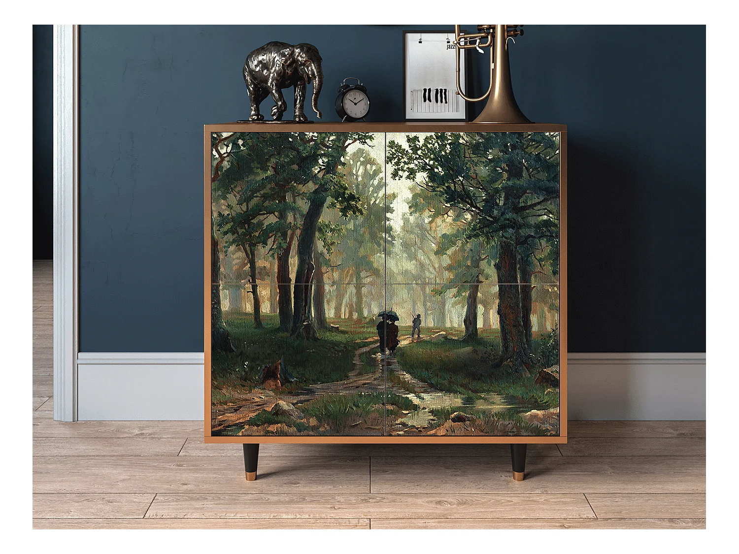 Kredens - 94x96x48 cm - BS3 -  Rain in the Oak Forest, Orzech