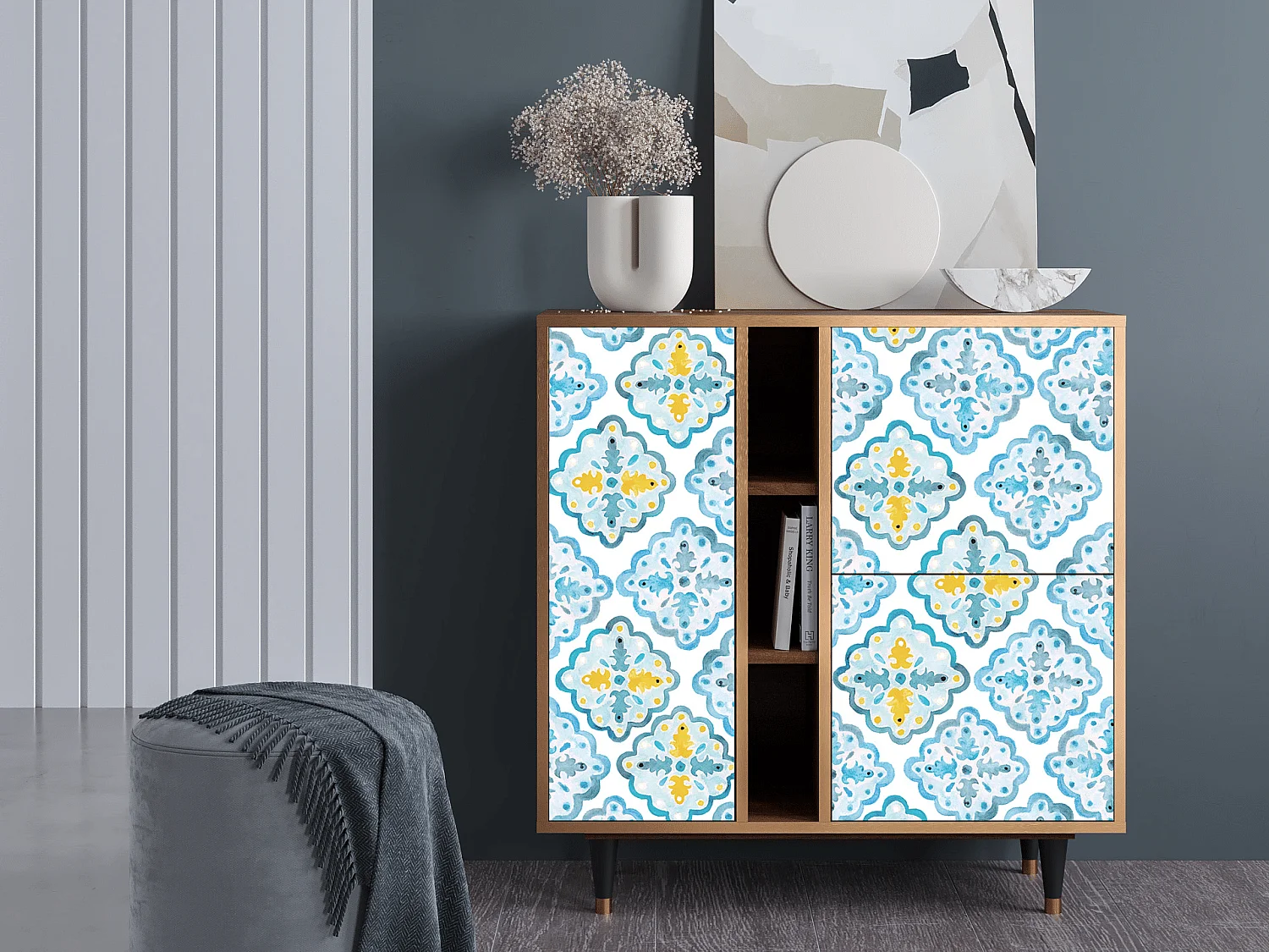 Sideboard - 94х96х41 cm - BS5 - Portugese tiles, Walnuss