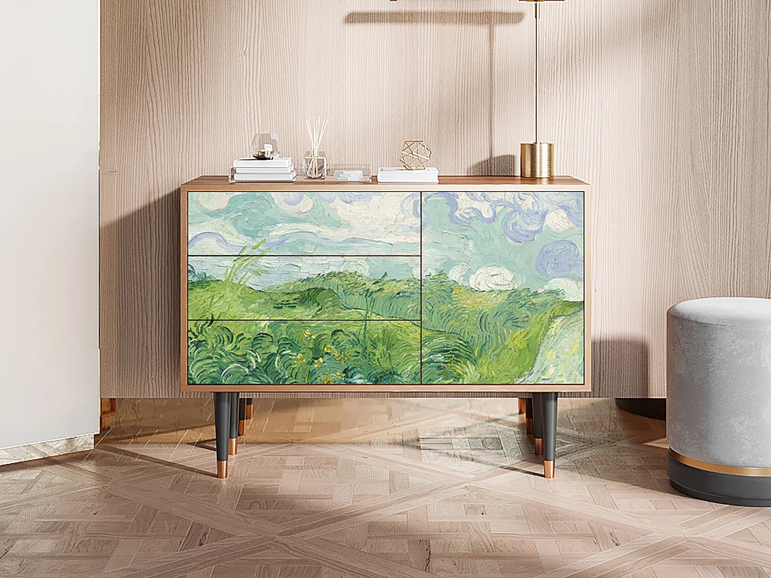 Dressoir - 115х84х41 cm - S3 - Green Wheat Fields, Walnoot