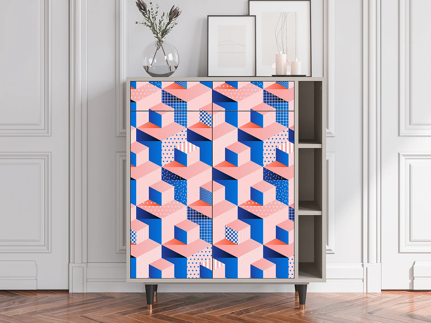Credenza - 96х110х41 cm - BS6 - Pinky Squares, Sabbia