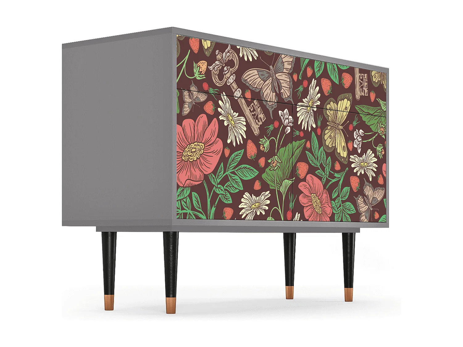 Aparador - 115x85x48 cm - BS4 - Alice in Wonderland, Cinza