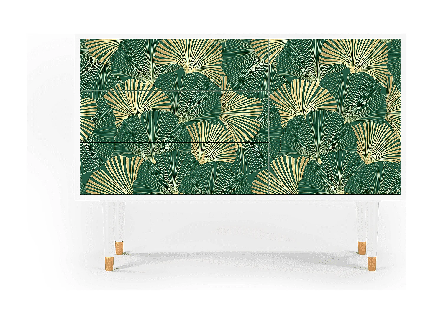 Kredens - 115х84х41 cm - S3 - Gold Ginkgo, Biały