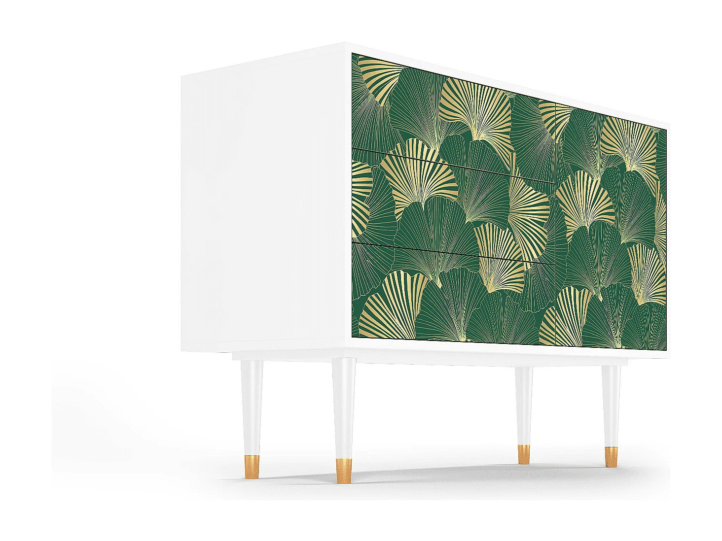 Kredens - 115х84х41 cm - S3 - Gold Ginkgo, Biały