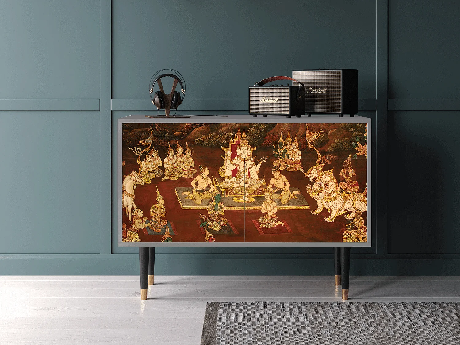 Credenza - 115x85x48 cm - BS4 - Malyavan, Grigio