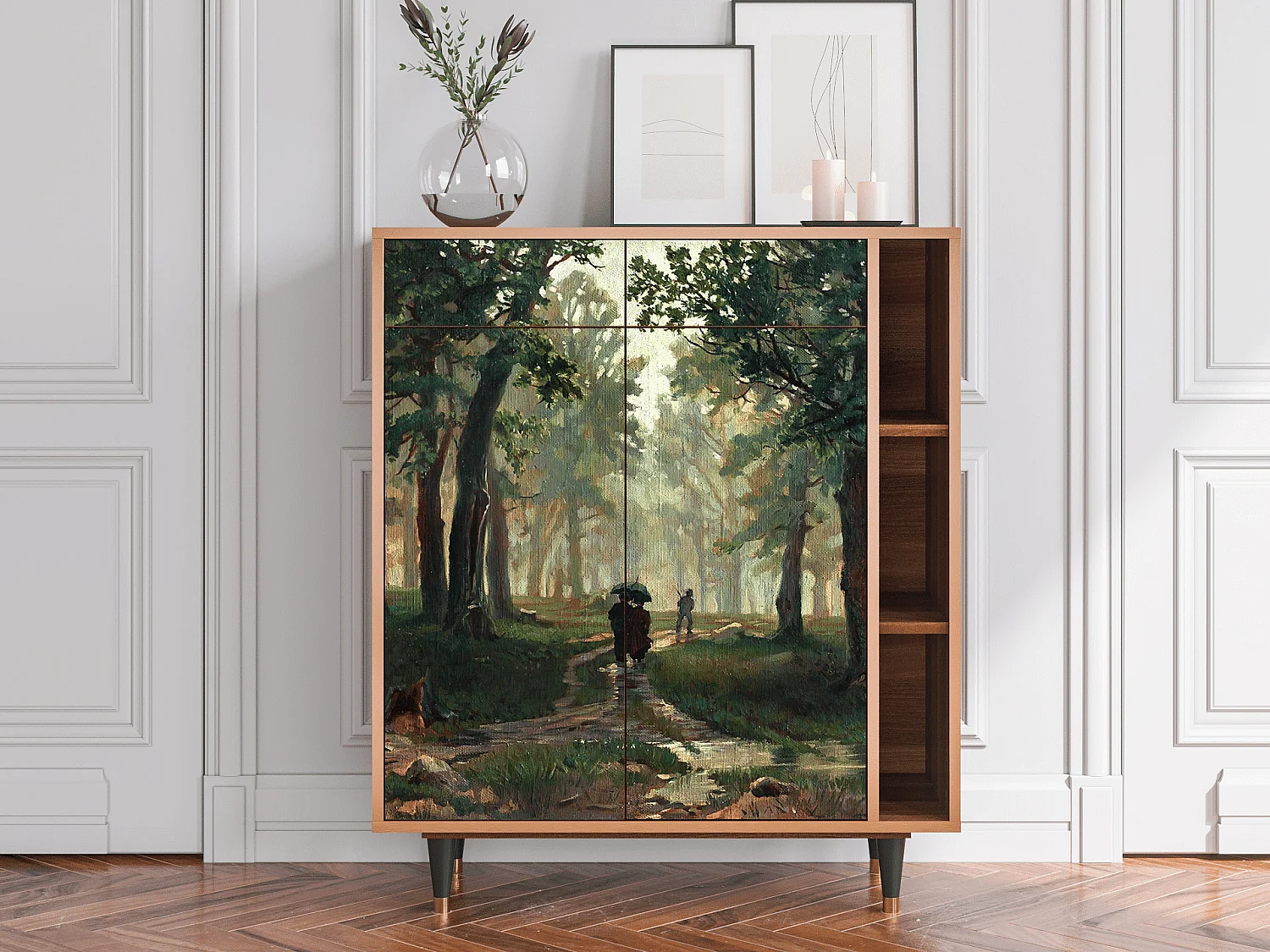 Kredens - 96х110х41 cm - BS6 -  Rain in the Oak Forest, Orzech