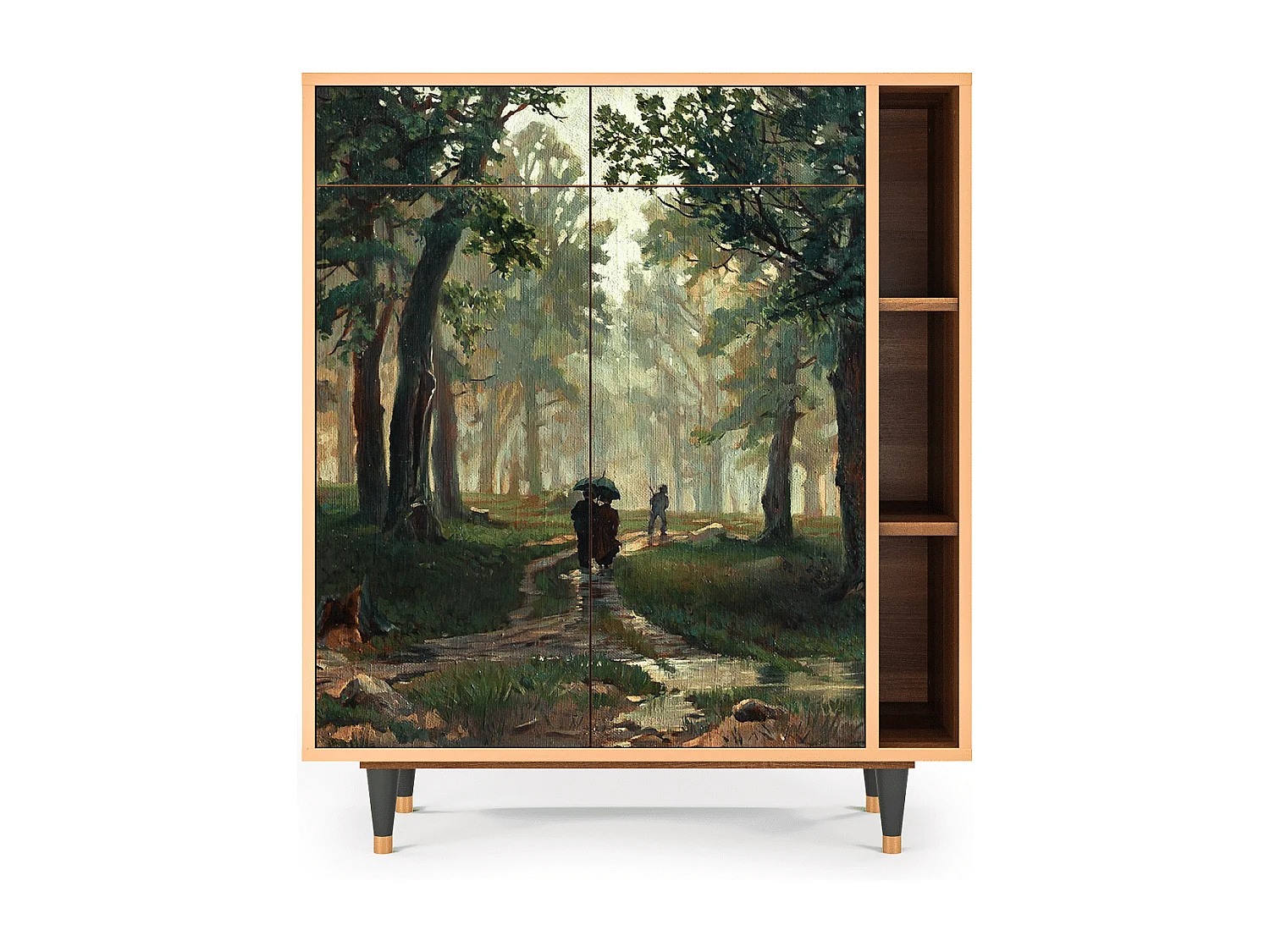 Kredens - 96х110х41 cm - BS6 -  Rain in the Oak Forest, Orzech